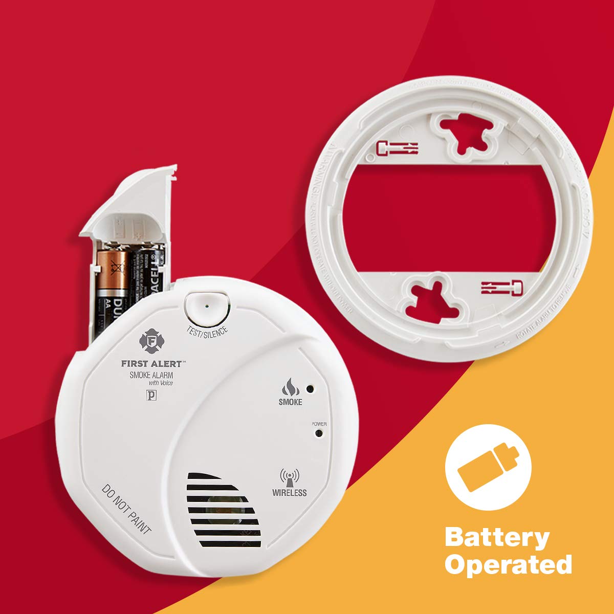 First Alert SA511CN2-3ST Wireless Interconnected Smoke Alarm with Voice Location, Battery Operated, 2 Pack