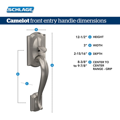 Schlage Lock Camelot Front Entry Handle Accent Right-Handed Interior Lever (Satin Nickel) FE285 CAM 619 Acc RH