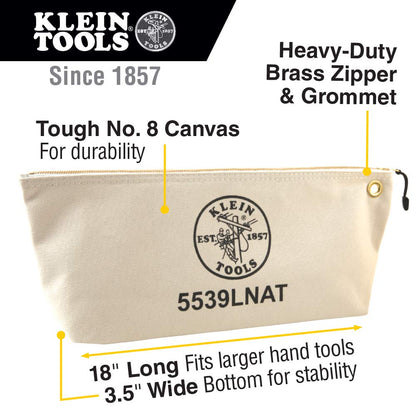 Klein Tools Canvas Bag with Zipper, Large Natural 5539LNAT