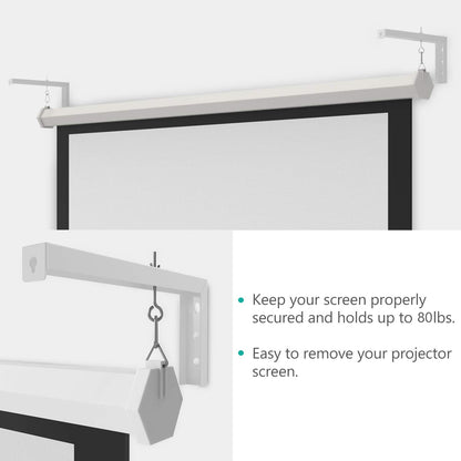 WALI Universal Projector Screen Ceiling Mount, Wall Hanging Mount L-Brackets, 6 inch Adjustable Extension with Hook Kit, Perfect Projector Screen Placement Hold up to 66 lbs (PSM001-B), Black