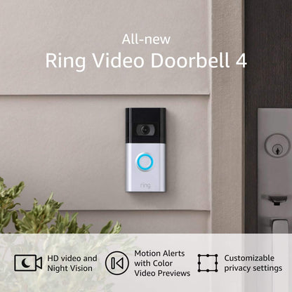 The All-New Ring Video Doorbell 4 – Improved 4-Second Color Video Previews Plus Easy Installation, and Enhanced Wifi