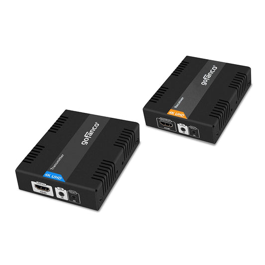 gofanco HDBaseT HDMI Extender 4K 60Hz (4:2:0 8-bit) Over CAT5e/CAT6/CAT7 Cable with Bi-Directional IR, PoC - Up to 70 Meters (230 feet) @ 1080p 60Hz 40 Meters (130 feet) @ UHD, HDCP 2.2 (HDbaseT-Ext)