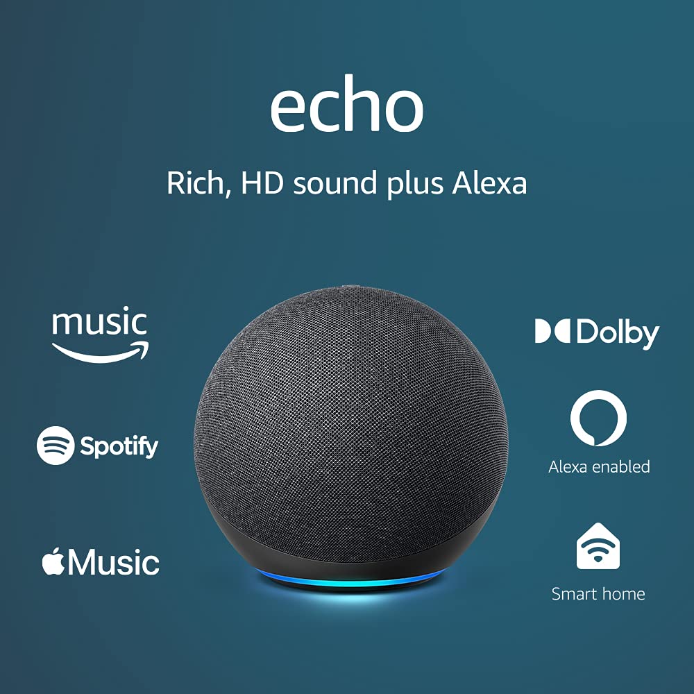 Echo (4th Gen) bundle with"Made for Amazon" Mount for Echo - Charcoal