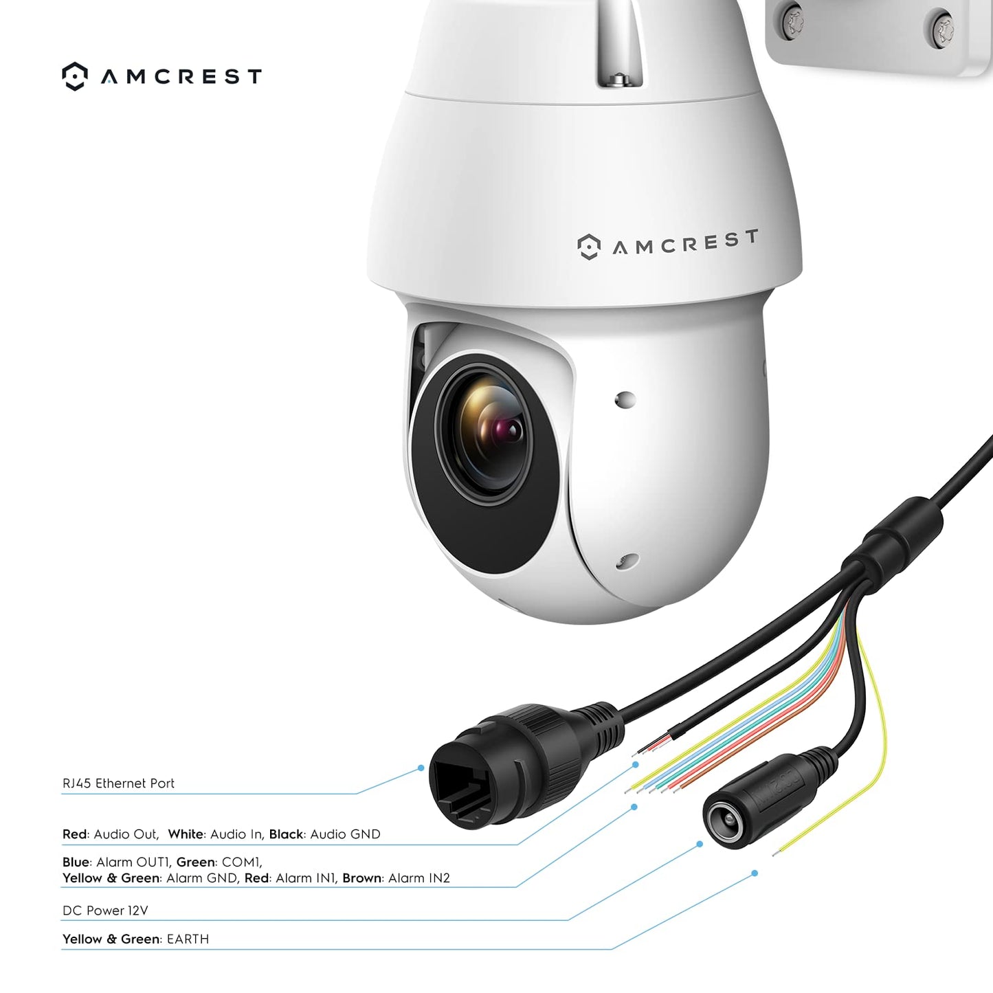 Amcrest 4MP Outdoor PTZ POE + AI IP Camera Pan Tilt Zoom (Optical 25x Motorized) Security Speed Dome, People and Vehicle Detection AI, Face Detection, 328ft Night Vision POE+ (802.3at) IP4M-1063EW-AI