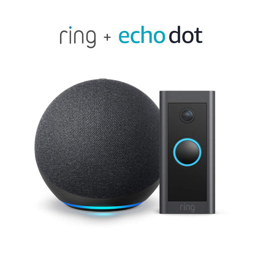The Ring Video Doorbell Wired bundle Also Includes A Echo Dot (Gen 4) Limited Time - Charcoal