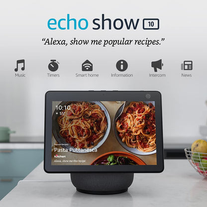 All-new Echo Show 10 (3rd Gen) | Charcoal with Blink Mini Indoor Smart Security Camera, 1080 HD with Motion Detection