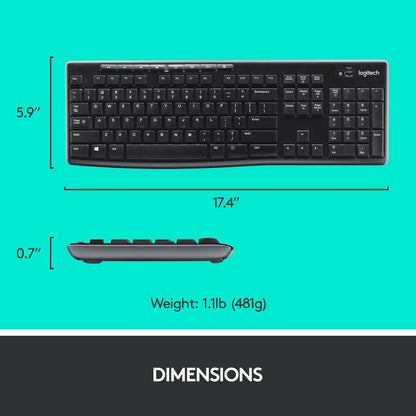 Logitech MK270 Wireless Keyboard and Mouse Combo for Windows, 2.4 GHz, Compact Mouse, 8 Multimedia and Shortcut Keys, 2-Year Battery Life, for PC, Laptop
