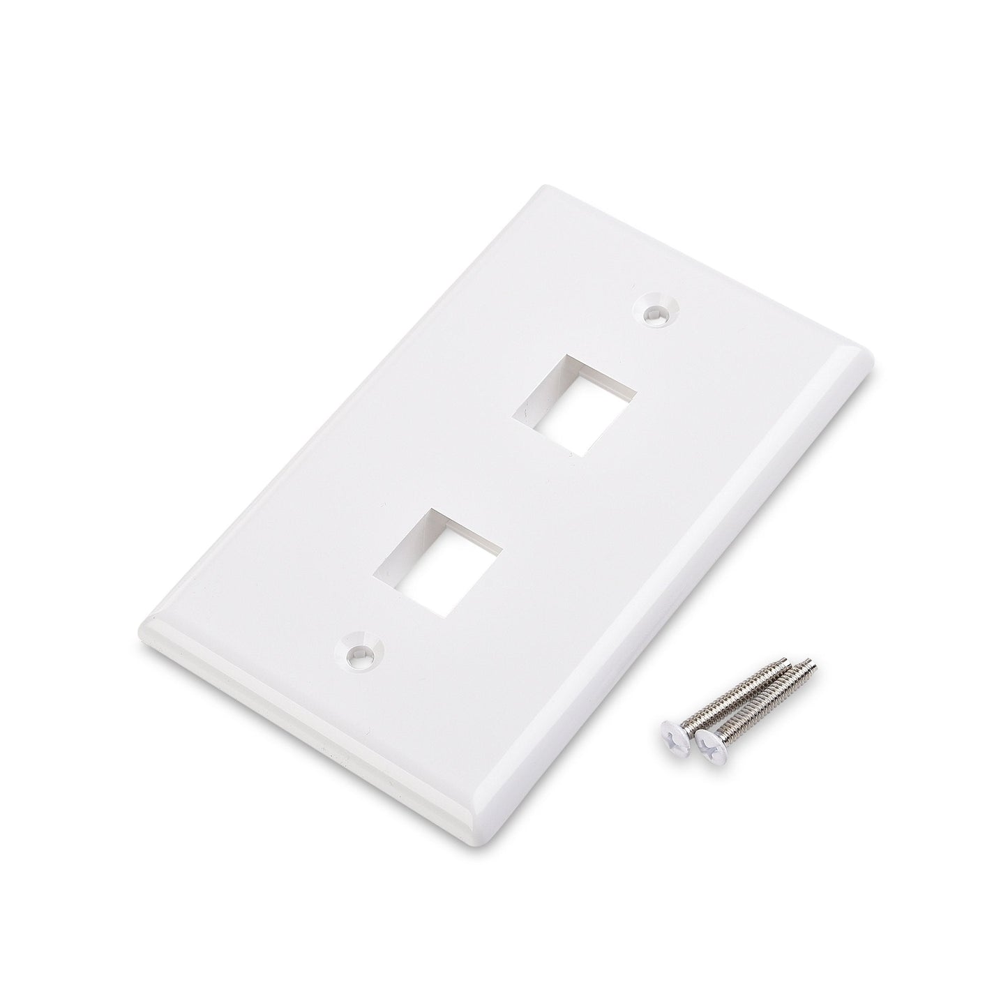 2-Port RJ45 Keystone Jack Low Profile Wall Plate in  Totality  White - 1pc