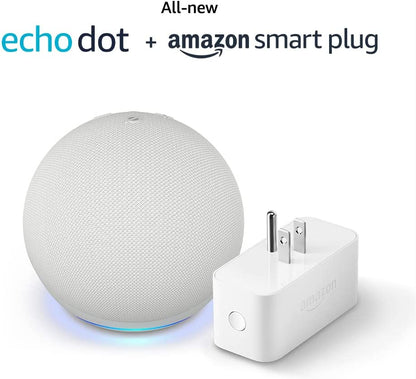 All-new Echo Dot (5th Gen) Glacier White with Amzon Smart Plug