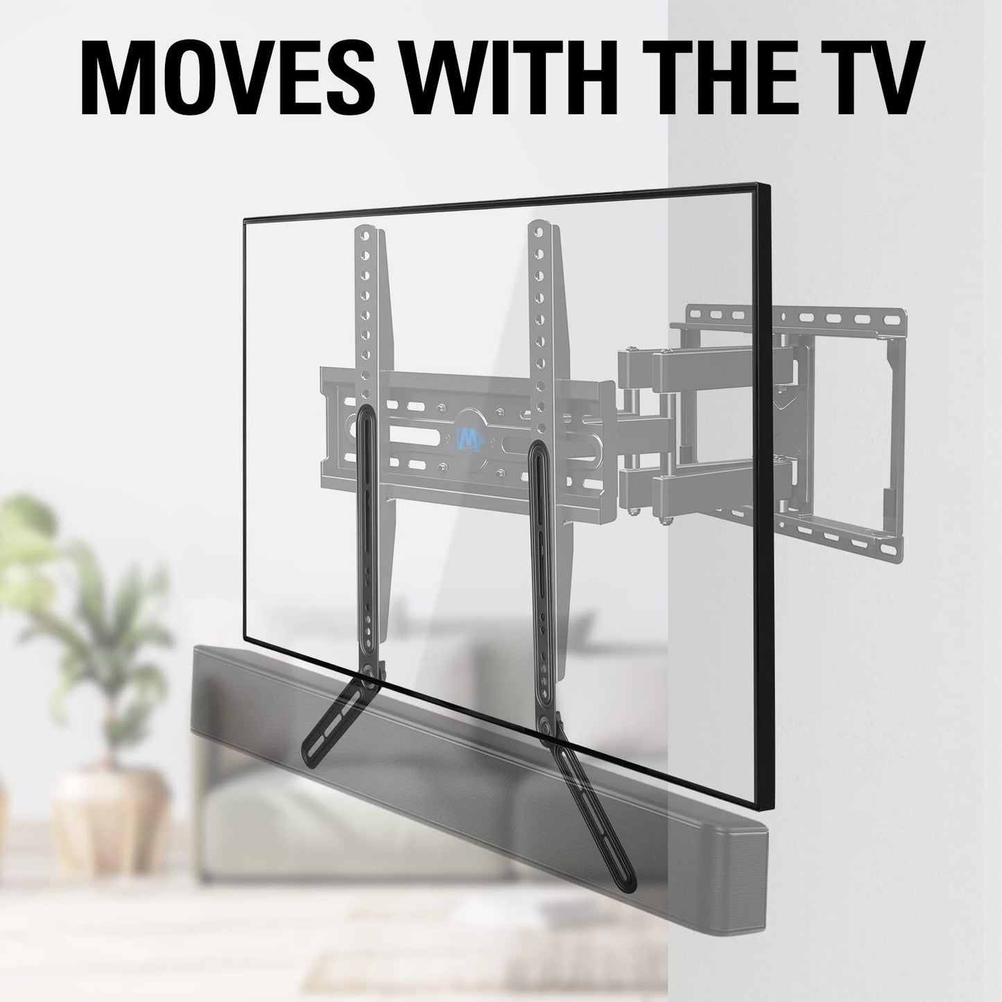 Mounting Dream Soundbar Mount Sound Bar TV Bracket for Mounting Above or Under TV Fits Most of Sound Bars Up to 15 Lbs, with Detachable Long Extension Plates MD5420