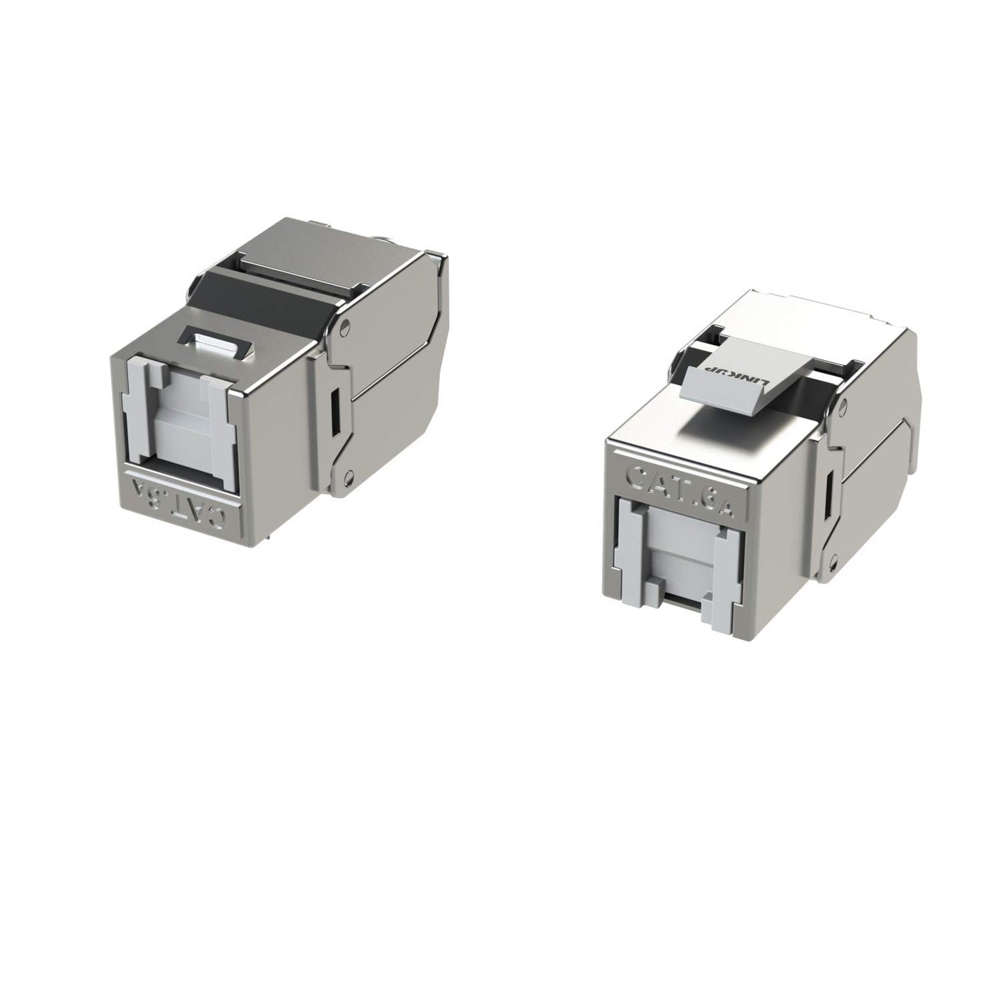 LINKUP - RJ45 Connectors Cat6A (2 Pack) Shielded Zinc-Alloy Housing Modular Termination Plug | 10G Easy Internet Tool Free Plugs | for Cat6A up to 22AWG Solid Bulk S/FTP Ethernet Cable [White]