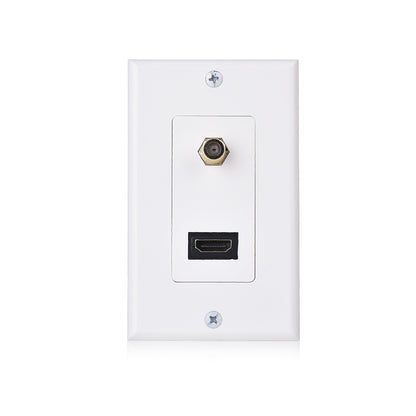 Cable Matters HDMI Wall Plate with Coax Outlet (Coax Wall Plate) in White