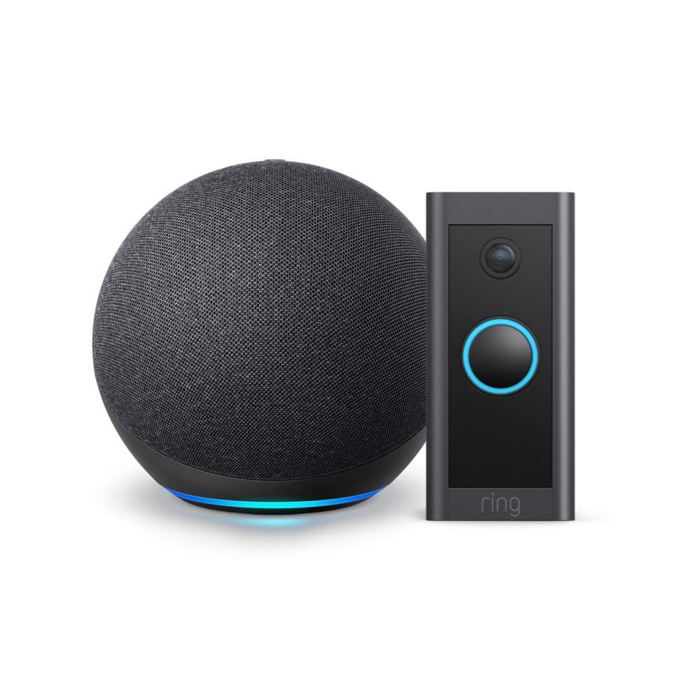 The Ring Video Doorbell Wired bundle Also Includes A Echo Dot (Gen 4) Limited Time - Charcoal
