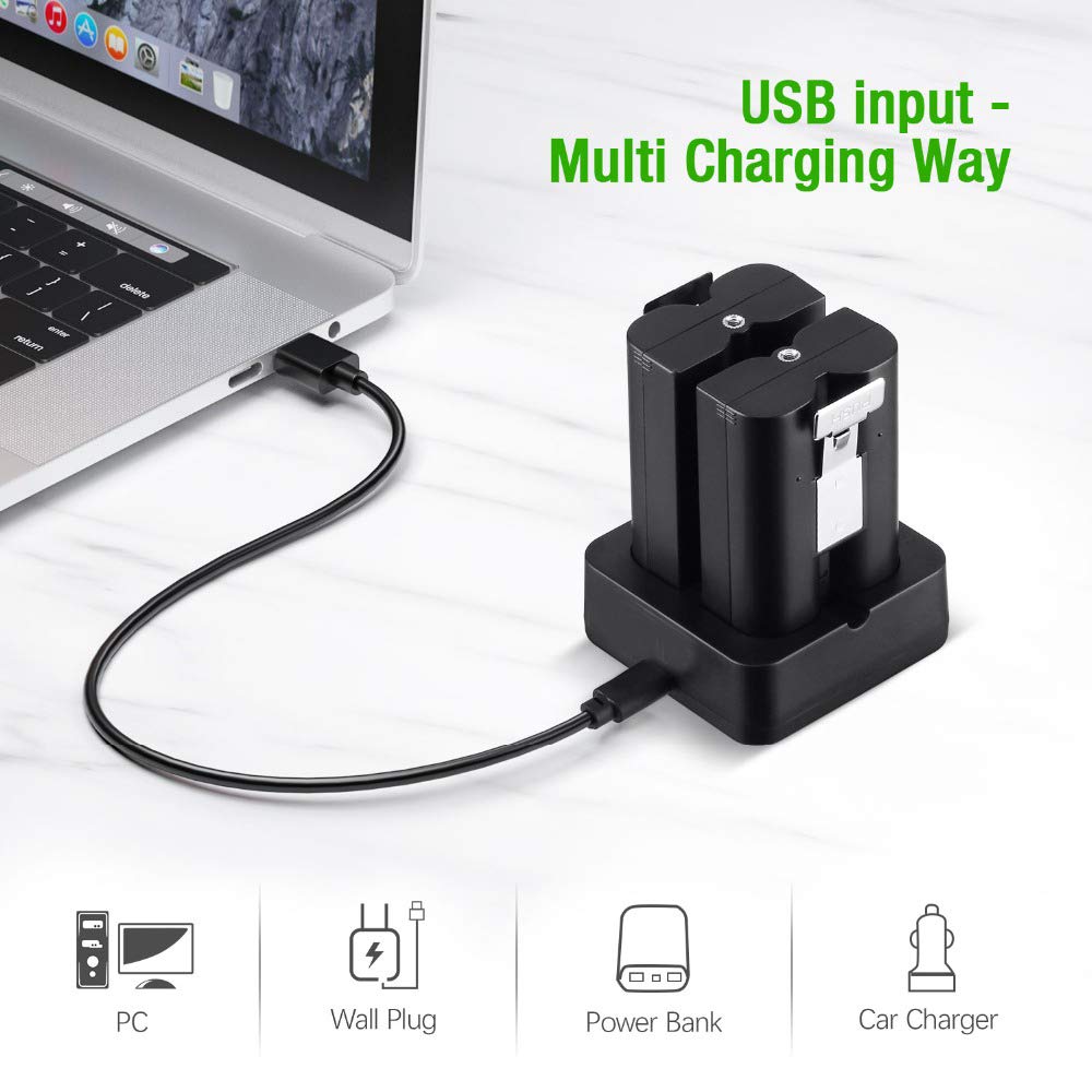 Charging Station and 1 Rechargeable 3.65V Lithium-Ion Battery Battery Compatible with Ring Video Doorbell 2, 3, 4 and Spotlight Cam Battery 6400mAh
