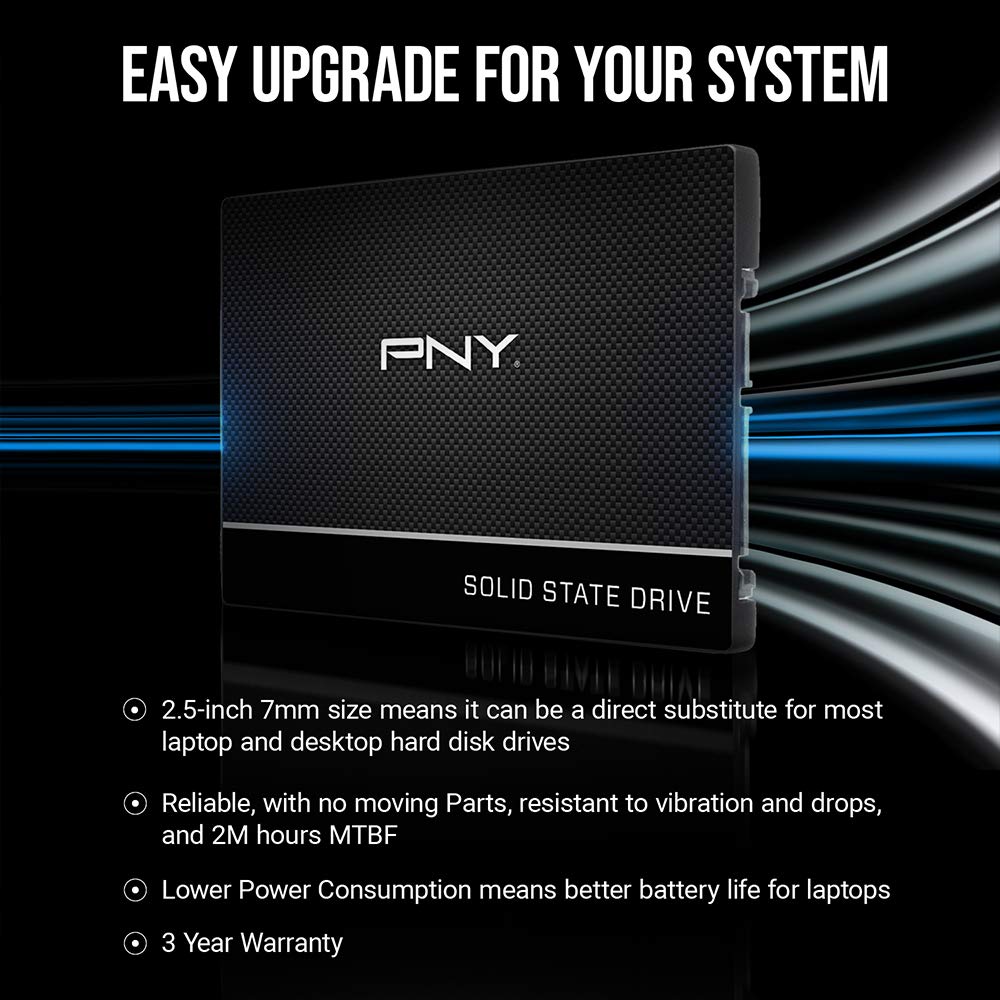 PNY CS900 480GB 3D NAND 2.5" SATA III Internal Solid State Drive (SSD) - (SSD7CS900-480-RB)