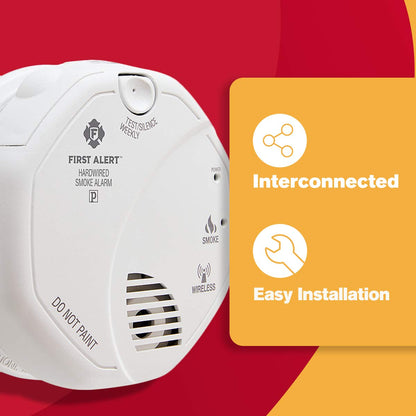 FIRST ALERT Hardwired Wireless Smoke Alarm with Photoelectric Sensor and Battery Backup, SA521CN-3ST