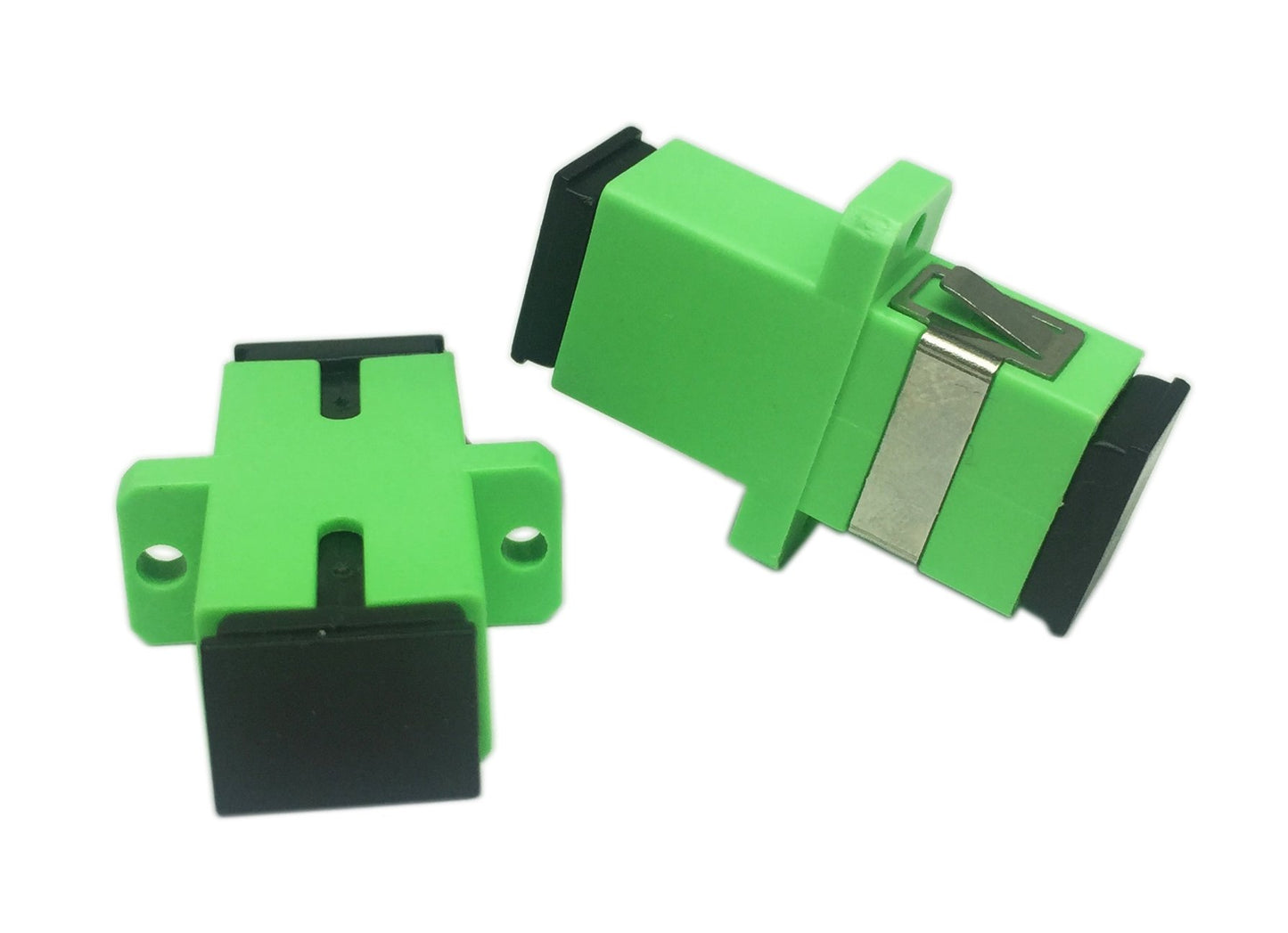 SC Singlemode Fiber Optic Adapter SC Female to SC Female APC Simplex Coupler Network Internet Connector Adapter with Mount Panel (Green 5-Pack)