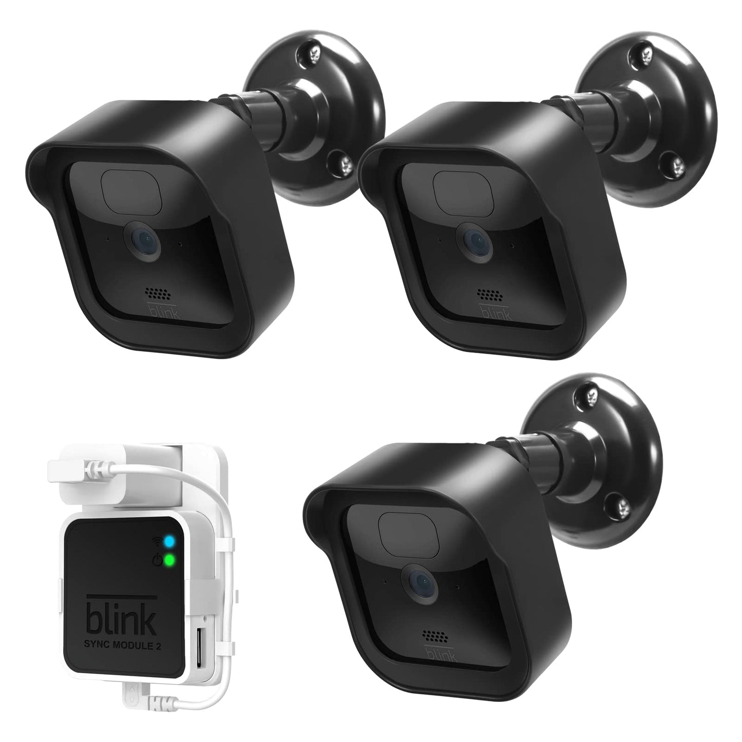 All-New Blink Outdoor Camera Wall Mount, Weatherproof Protective Housing and 360 Degree Adjustable Mount with Blink Sync Module 2 Mount for Blink Outdoor Security Camera System (Black 3Pack)