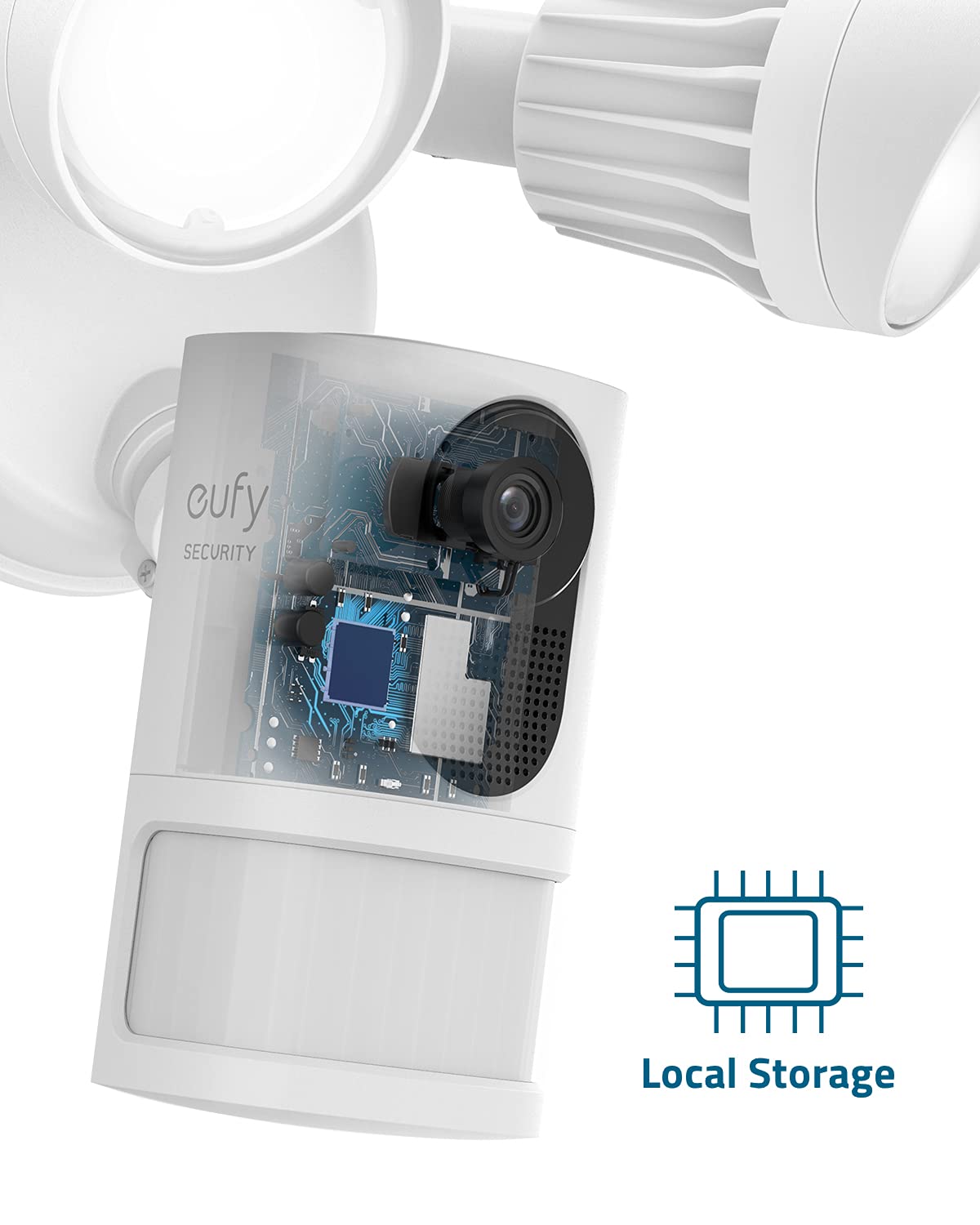 eufy security Floodlight Camera E with Built-in AI, 2K Resolution, 2-Way Audio, No Monthly Fees, 2000-Lumen Brightness, Weatherproof, Existing Outdoor Wiring and Weatherproof Junction Box Required