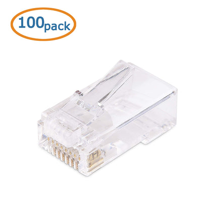 Cable Matters 100 Pack Pass Through RJ45 Modular Plugs for Solid or Stranded UTP Cable