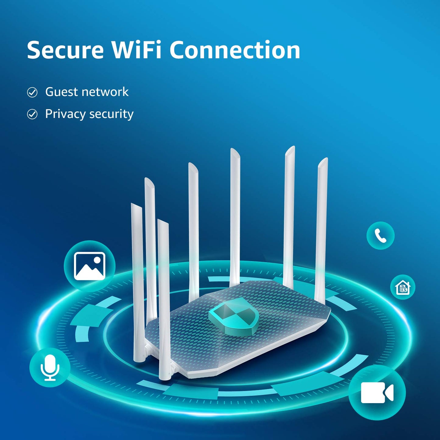Speedefy Gigabit WiFi Smart Wireless Router - Dual Band AC2100 4x4 MU-MIMO, 7 Antennas, Strong Signal, High Speed, Easy Setup (Model K7W, White)