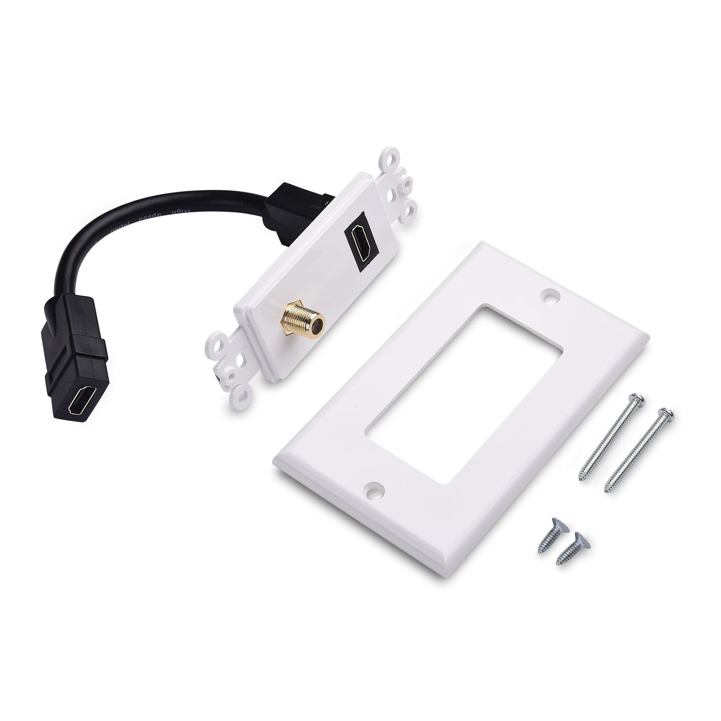 Cable Matters HDMI Wall Plate with Coax Outlet (Coax Wall Plate) in White