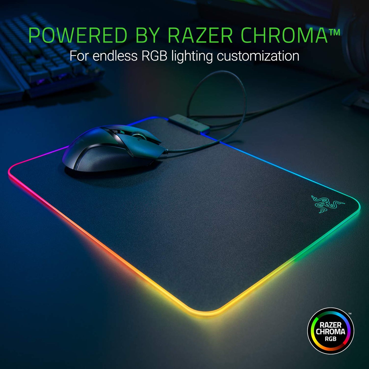 Razer Firefly Hard V2 RGB Gaming Mouse Pad & Mamba Elite Wired Gaming Mouse: 16,000 DPI Optical Sensor - Chroma RGB Lighting - 9 Programmable Buttons - Mechanical Switches