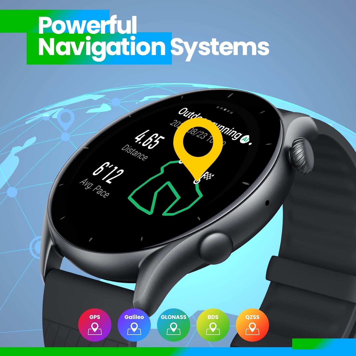 Amazfit GTR 3 Pro Smart Watch Fitness Tracker with Bluetooth Call, Alexa, GPS, WiFi (Men’s, Black)