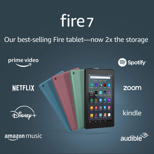 Fire 7 tablet, 7" display, 16 GB, latest model, (2019 release), Sage