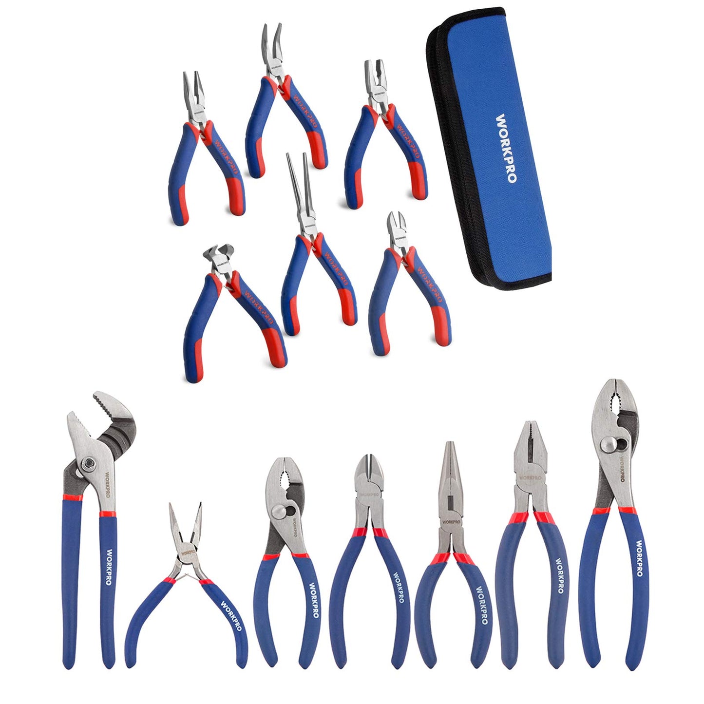 WORKPRO 7-piece Pliers Set for DIY & Home Use and 6-piece Mini Pliers Set with case