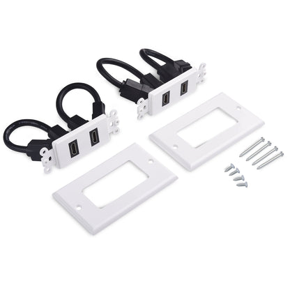 Cable Matters 2-Pack 2-Port HDMI Wall Plate in White (4K UHD, ARC, and Ethernet pass-thru support)