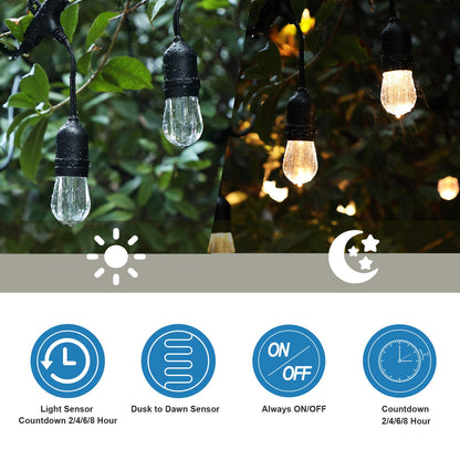 Outdoor Power Stake Timer Waterproof, 100FT Remote Control Outlet Timer, 6 Grounded Outlets 6FT Cord, Photocell Dusk to Dawn, for Christmas, UL Listed
