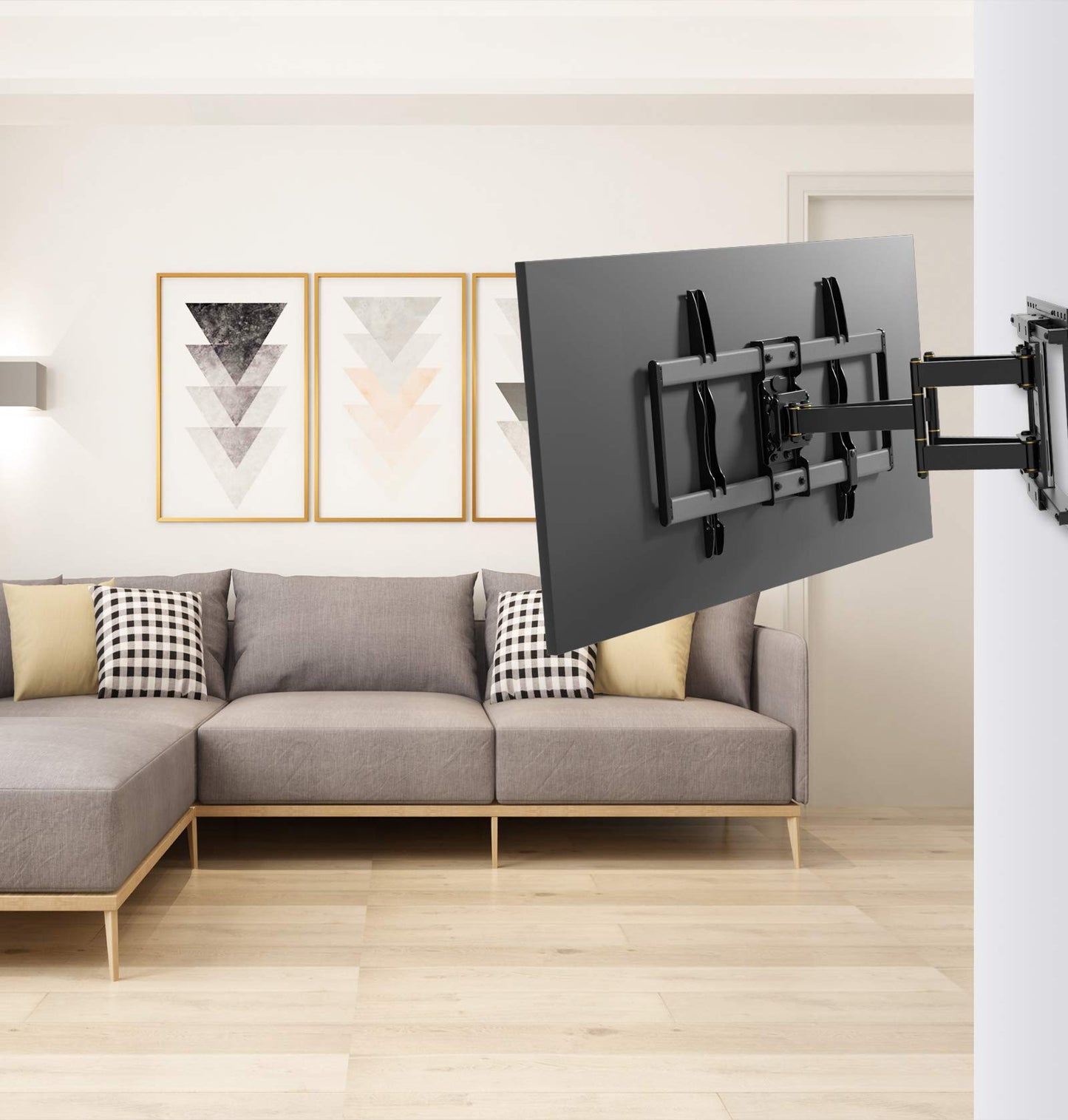 Rentliv TV Mount with Sliding Design for Most 37-80 inch Flat Curved TVs Up to 132 lbs., Full Motion TV Wall Mount with Swivel Articulating Arms, Max VESA 600x400mm, Easy for TV Centering on Wall