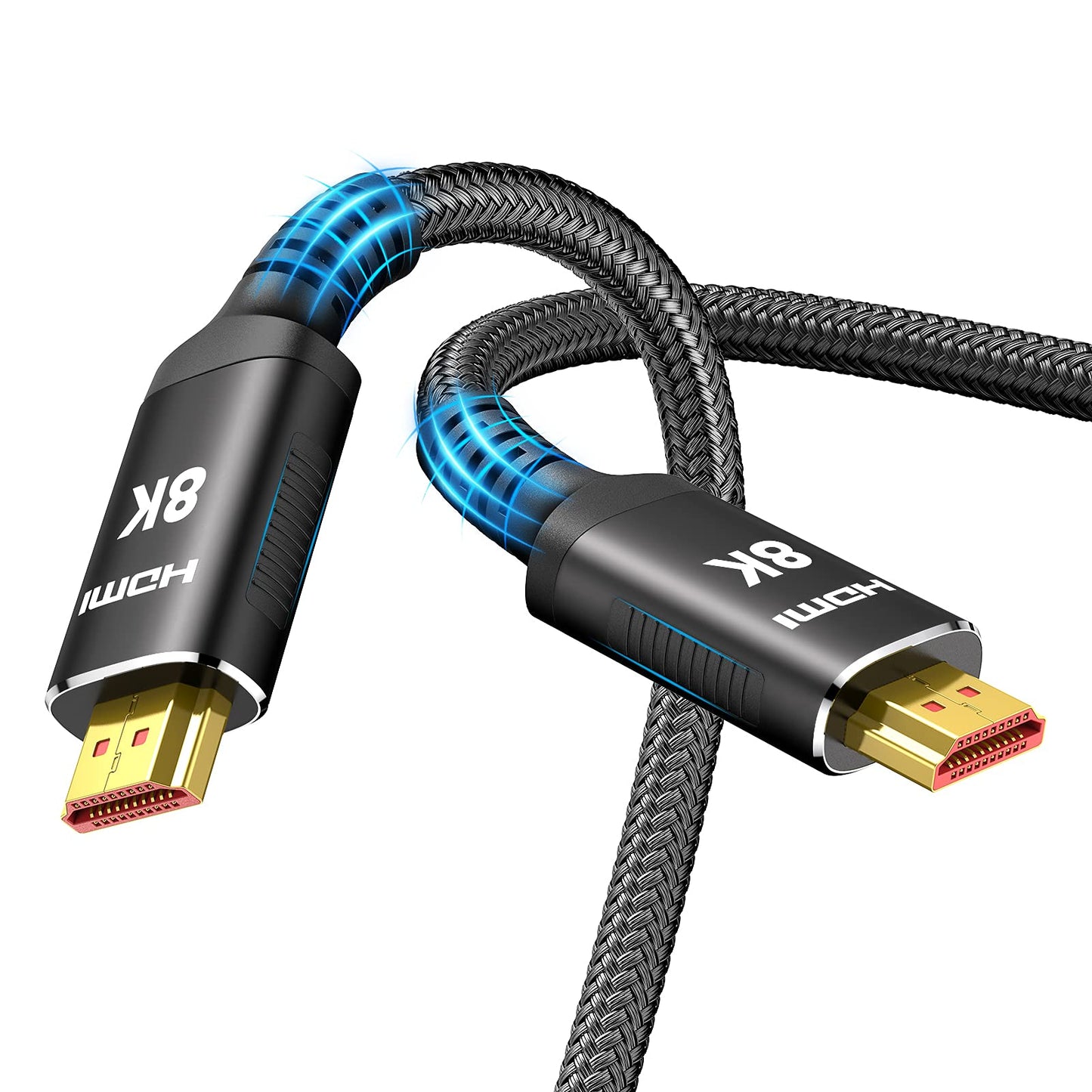8K HDMI Cable 10ft, High Speed HDMI 2.1 Cable 18Gbps, Support 3D, 1080P, 2160P, Audio Return(ARC), Ethernet, 8K HDR -Braided HDMI Cord Compatible Video, PC, Projector, UHD TV, PS3/PS4, Blu-ray