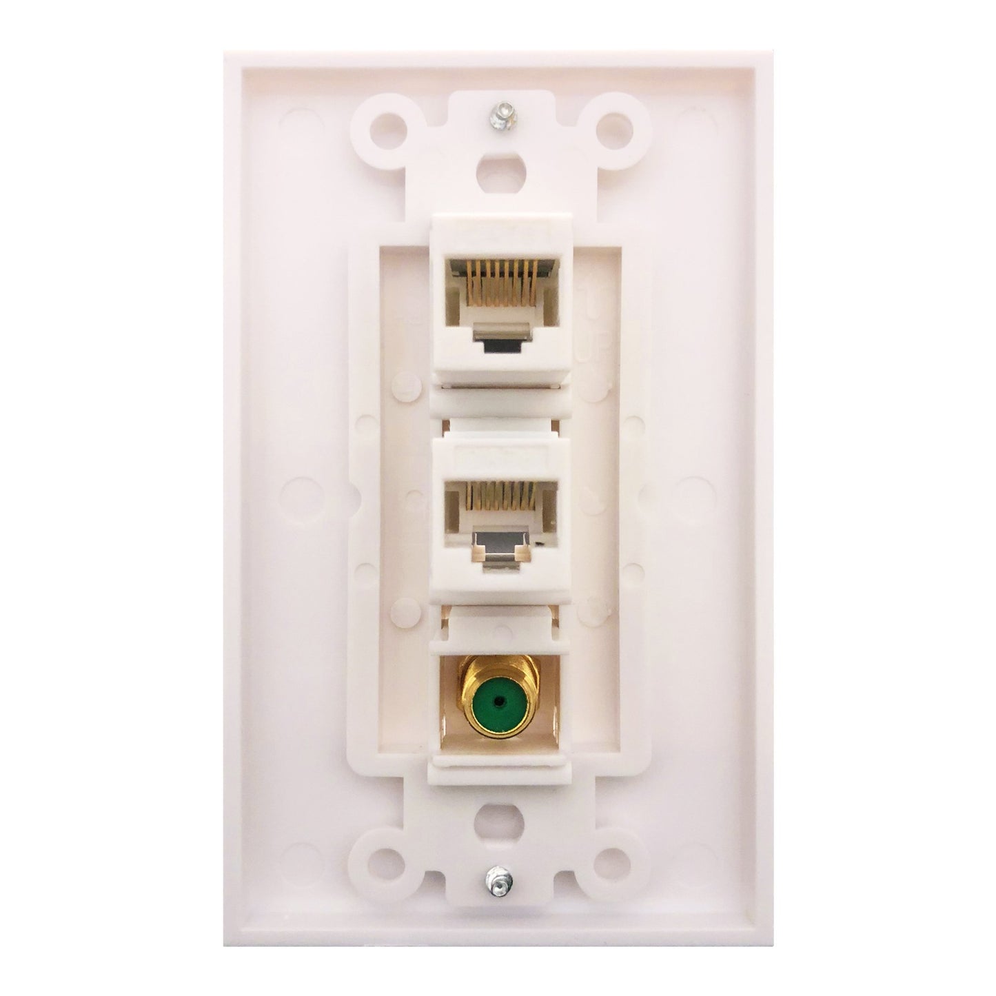 Cat6 Coax 1 Gang Wall Plate with Single Gang Low Voltage Mounting Bracket,Yomyrayhu, 2 x Cat6 Ｆemale to Ｆemale RJ45 Ethernet,1 x 3Ghz Brass Plated with Gold F81 Coax