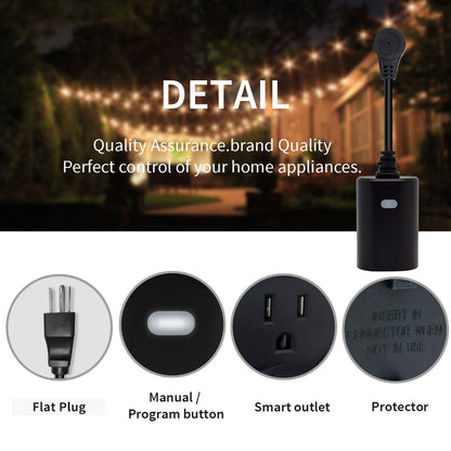 Minoston Wifi Wireless Remote Control Smart Outlet Plug Heavy Duty - Weather Resistant IP65, Works w/ iOS, Android App, Alexa, Google Asst. - No Hub Required, (Black)