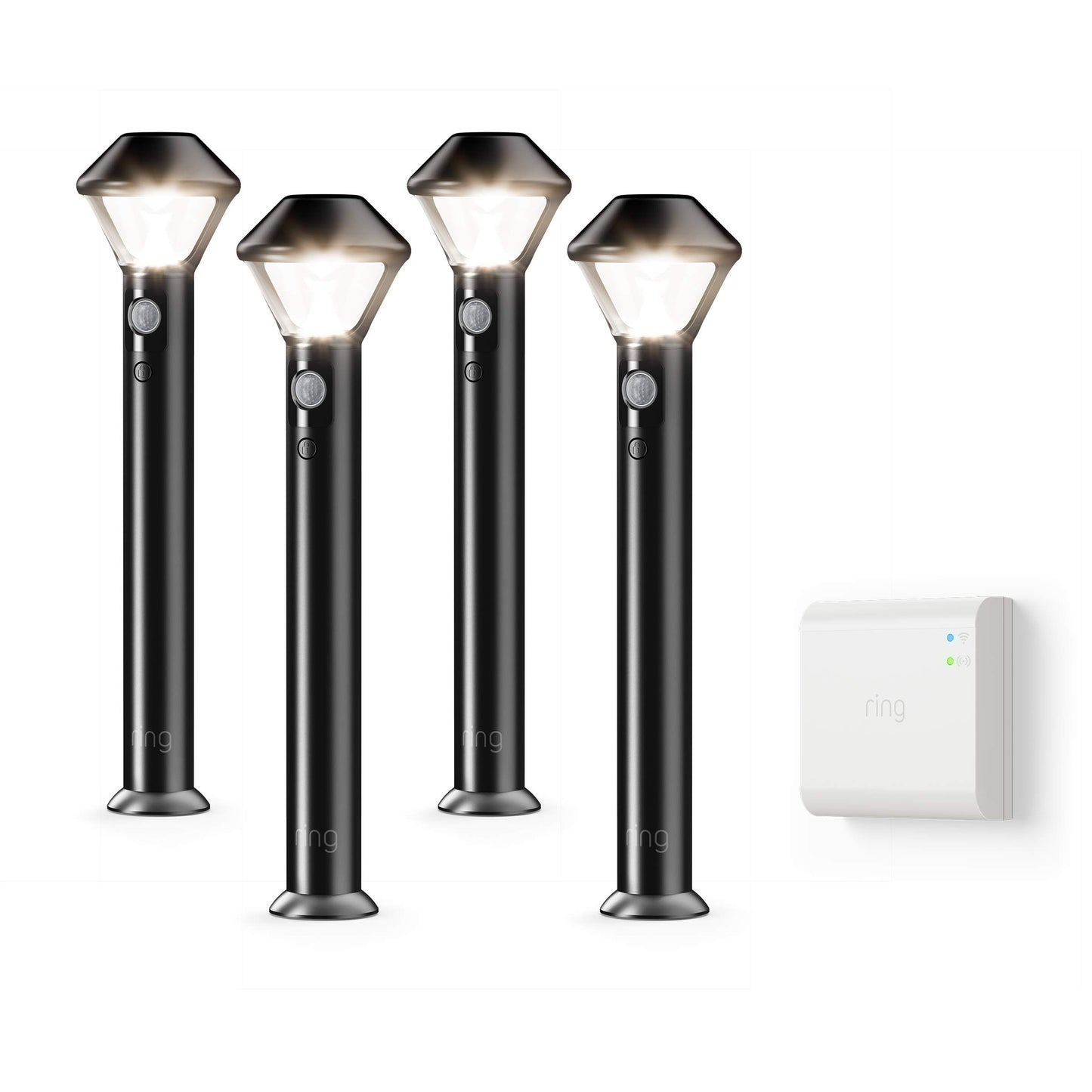 Ring Smart Lighting – Pathlight, Battery-Powered, Outdoor Motion-Sensor Security Light, Black (2-pack) + Echo (4th Gen)
