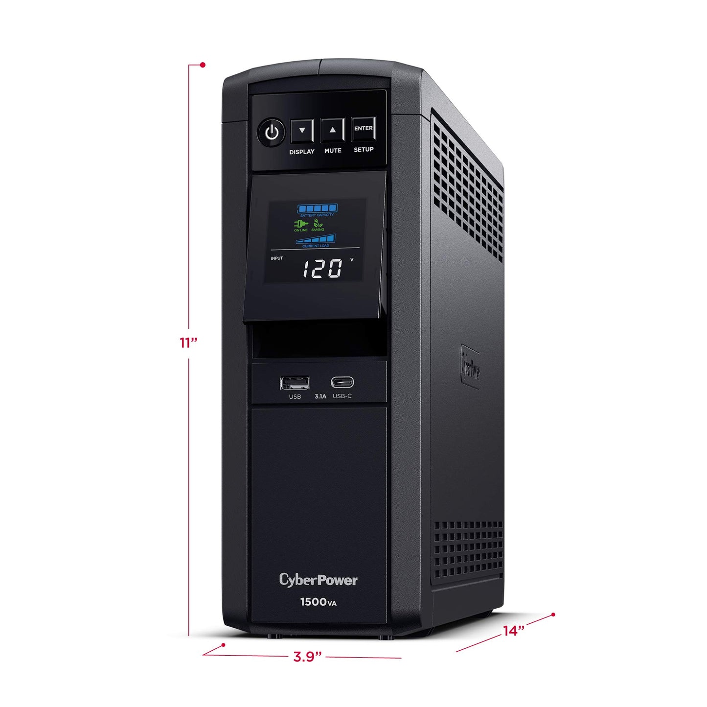 CyberPower CP850PFCLCD PFC Sinewave UPS System, 850VA/510W, 10 Outlets, AVR, Mini-Tower