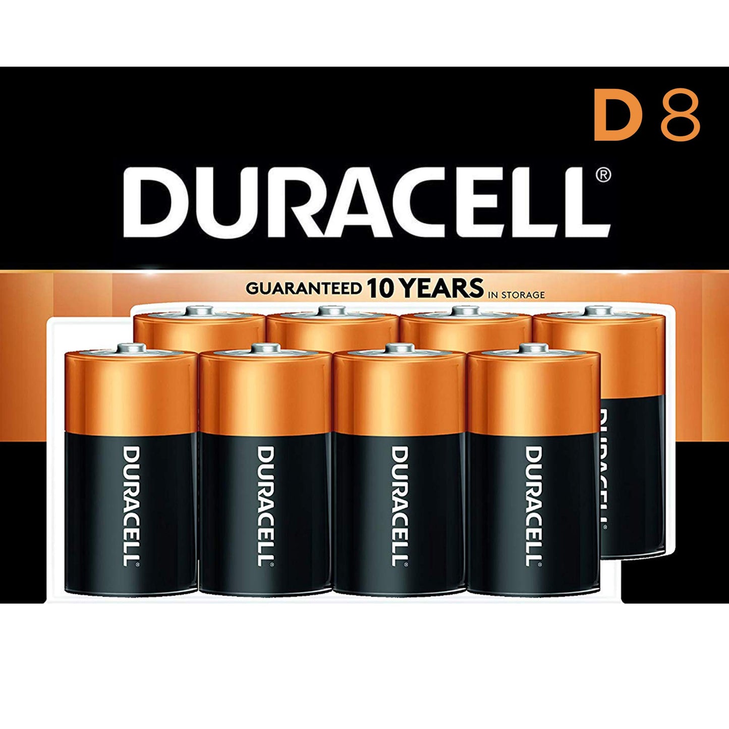 Duracell - CopperTop D Alkaline Batteries with Recloseable Package - Long Lasting, All-Purpose D Battery for Household and Business - 8 Count