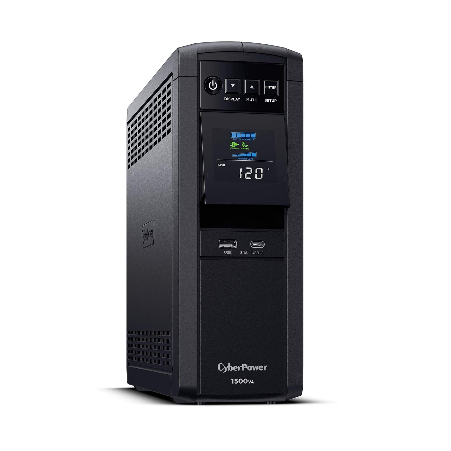 CyberPower CP1350PFCLCD PFC Sinewave UPS System, 1350VA/880W, 12 Outlets, AVR, Mini-Tower