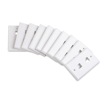 Cable Matters 10-Pack Low Profile 2-Port Keystone Jack Wall Plate in White