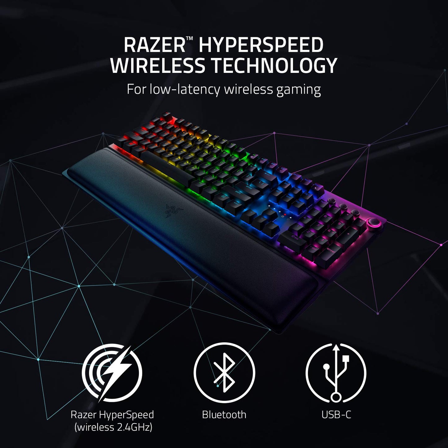 Razer BlackWidow V3 Pro Mechanical Wireless Gaming Keyboard: Yellow Mechanical Switches - Linear & Silent - Chroma RGB Lighting - Doubleshot ABS Keycaps - Transparent Switch Housing - Bluetooth/2.4GHz