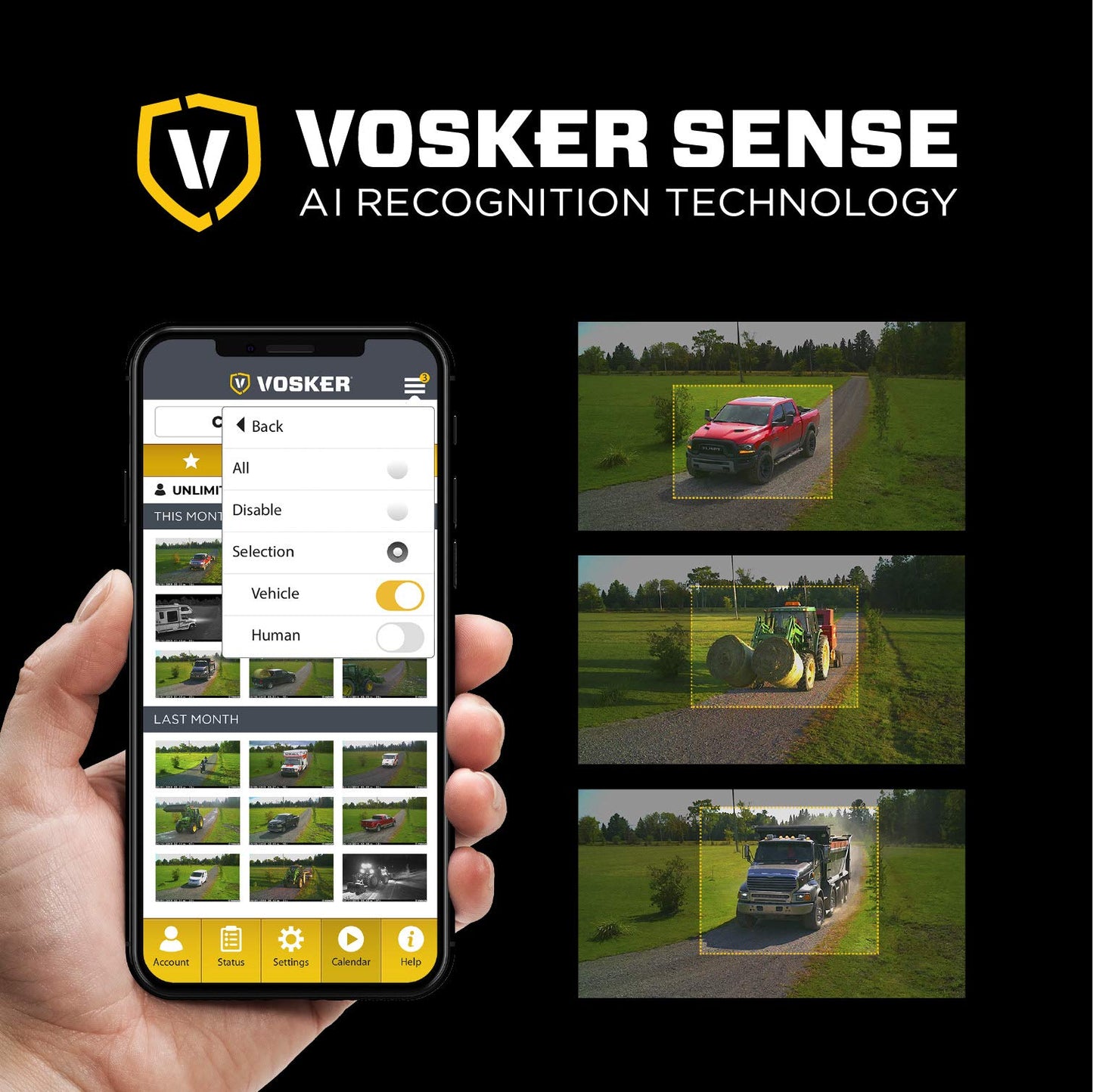 Vosker V200-US HD Cellular Security Surveillance Camera Pack - No Wi-Fi Required, Built-in Solar Panel, Weatherproof, Mobile Phone Photo Notifications