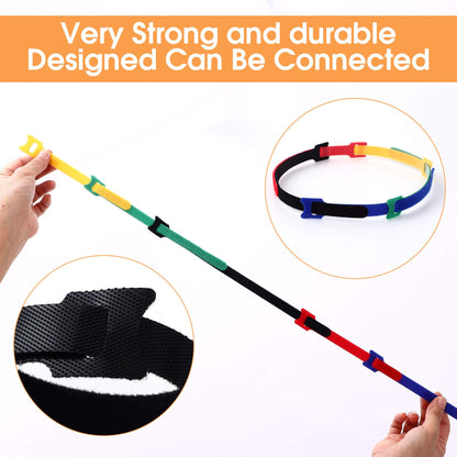 Ainuowei 80 pcs Reusable Fastening Cable Ties 3 Sizes 6/8/10 inch Adjustable Cord Ties Cord Straps Cable Organizer Hook and Loop Ties for Cord Management，5 Colors