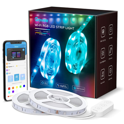 Govee RGB LED Strip Lights Wireless Wifi App Control - Works w/ Alexa & Google Asst. - Color Change, Music - Decor/Party, 32.8ft (Multicolor)