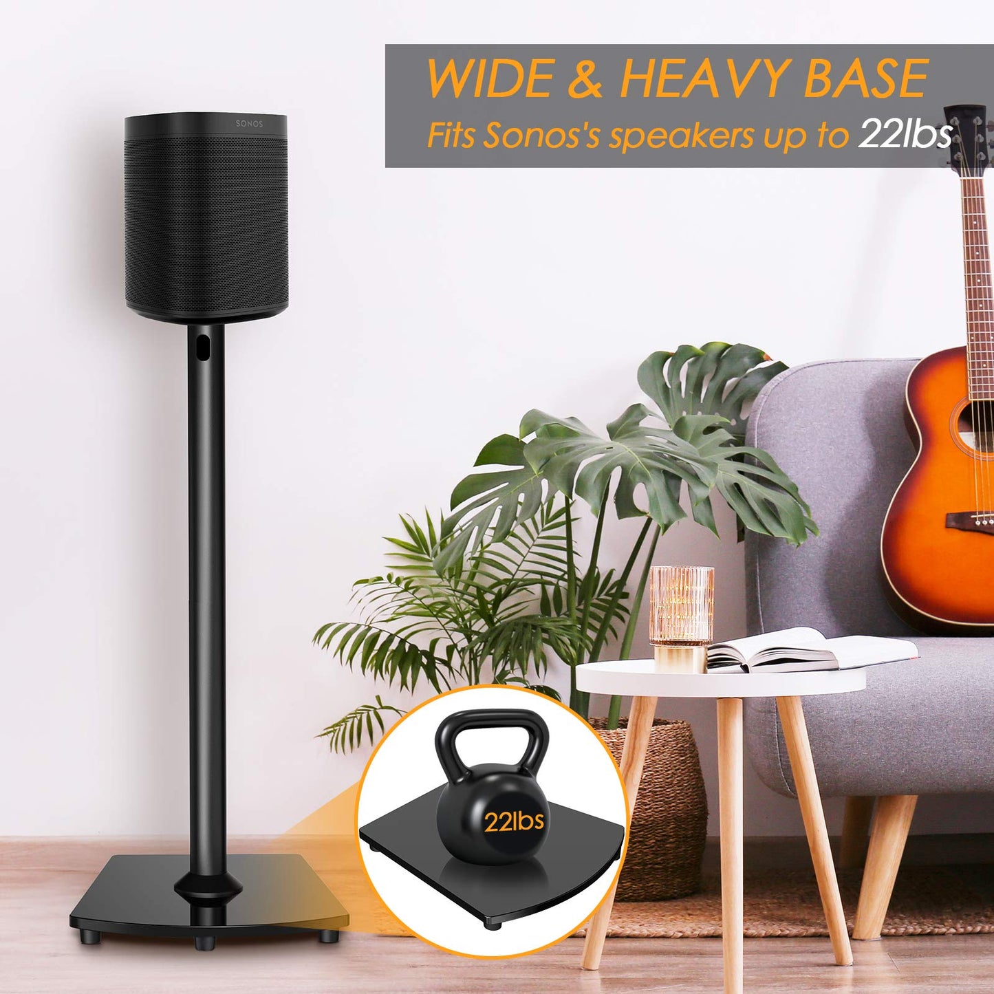 Wireless Speaker Stands Designed for Sonos Speakers Pair of Sonos Stands for Sonos One, One SL, Play:1 Play:3 Play:5 Heavy Duty Floor Speaker Mount with Cable Management Black