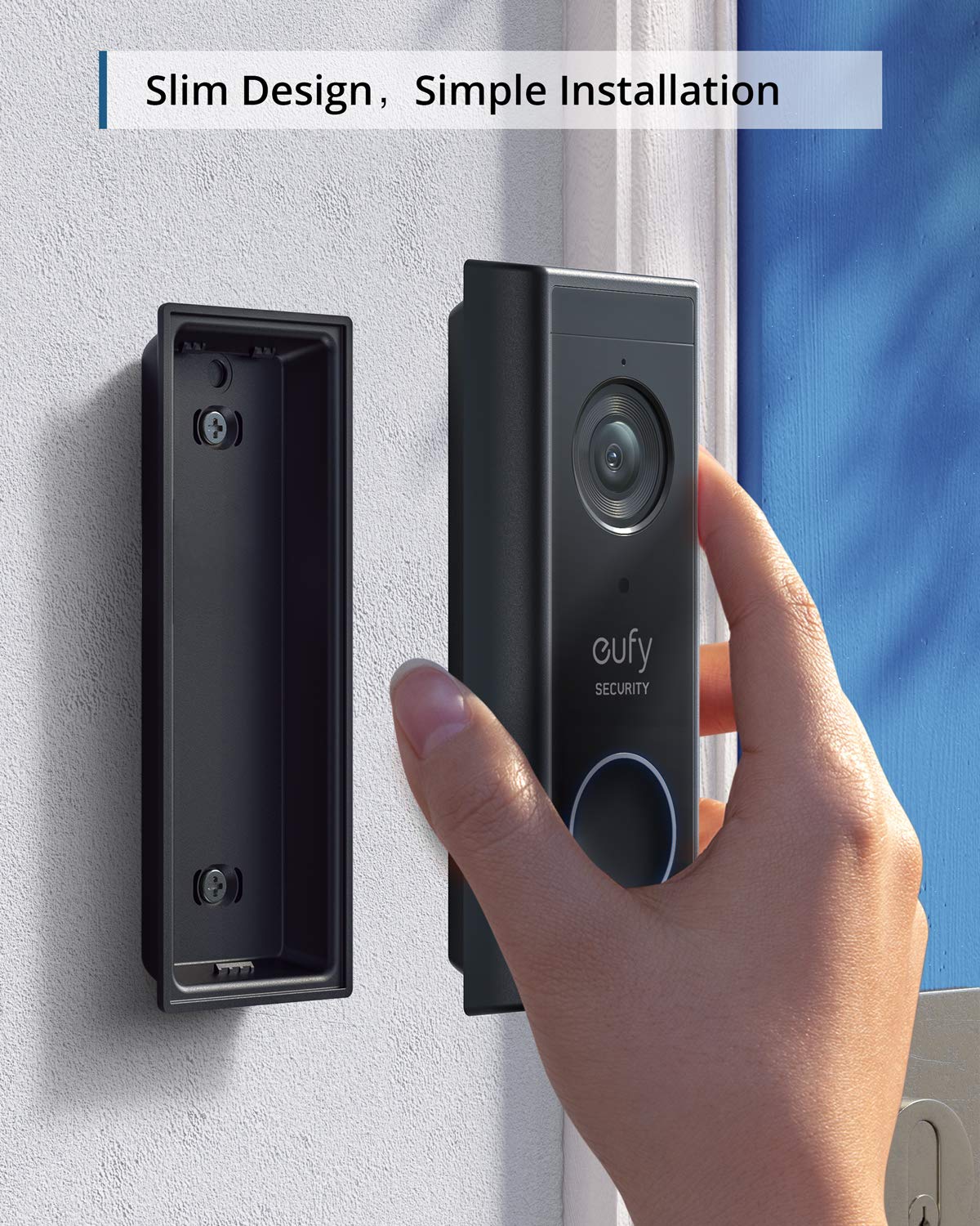 eufy security, Battery Video Doorbell Kit, Wire-Free Doorbell, Free Wireless Chime, Wi-Fi Connectivity, 1080p-Grade Resolution, No Monthly Fees, 120-day Battery, AI Detection, 2-Way Audio