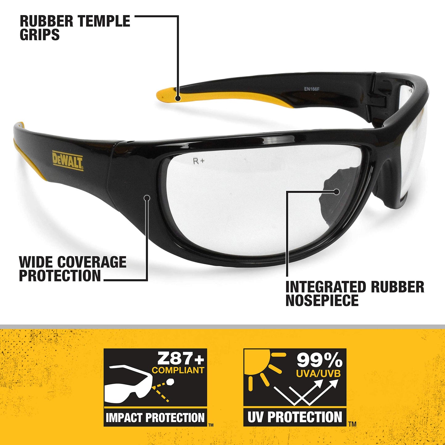 DEWALT DPG94-YC Dominator Safety Glasses, Yellow Mirror Lens
