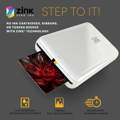 KODAK Step Wireless Mobile Photo Mini Printer (Black) Compatible w/ iOS & Android, NFC & Bluetooth Devices