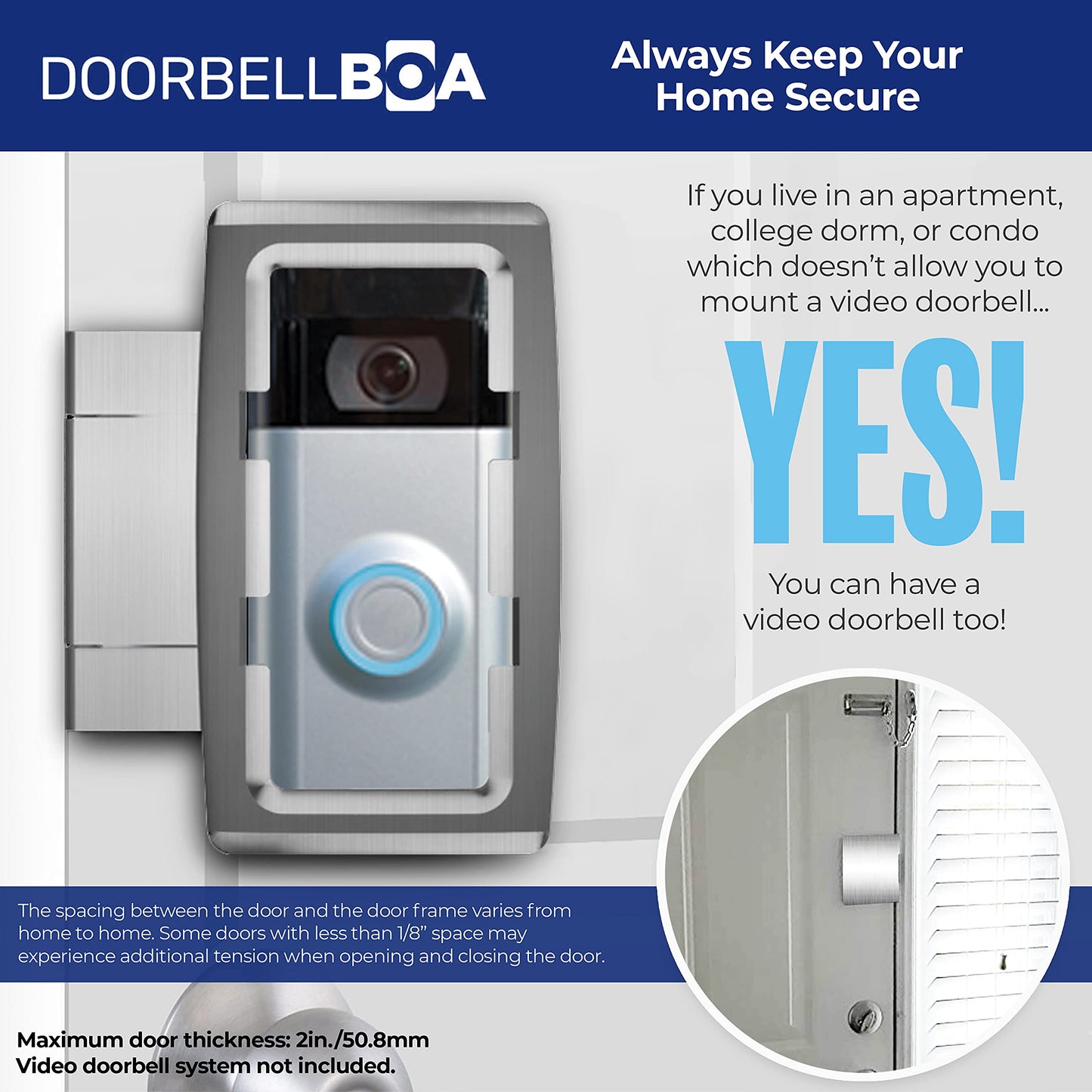 DOORBELLBOA Anti-Theft Video Doorbell Door Mount